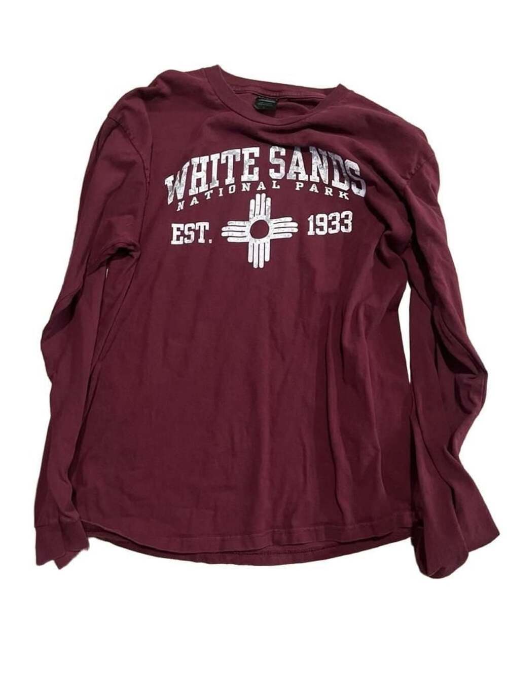 Prairie Mountain White Sands National Park Est. 1933 Maroon Long Sleeve T-Shirt